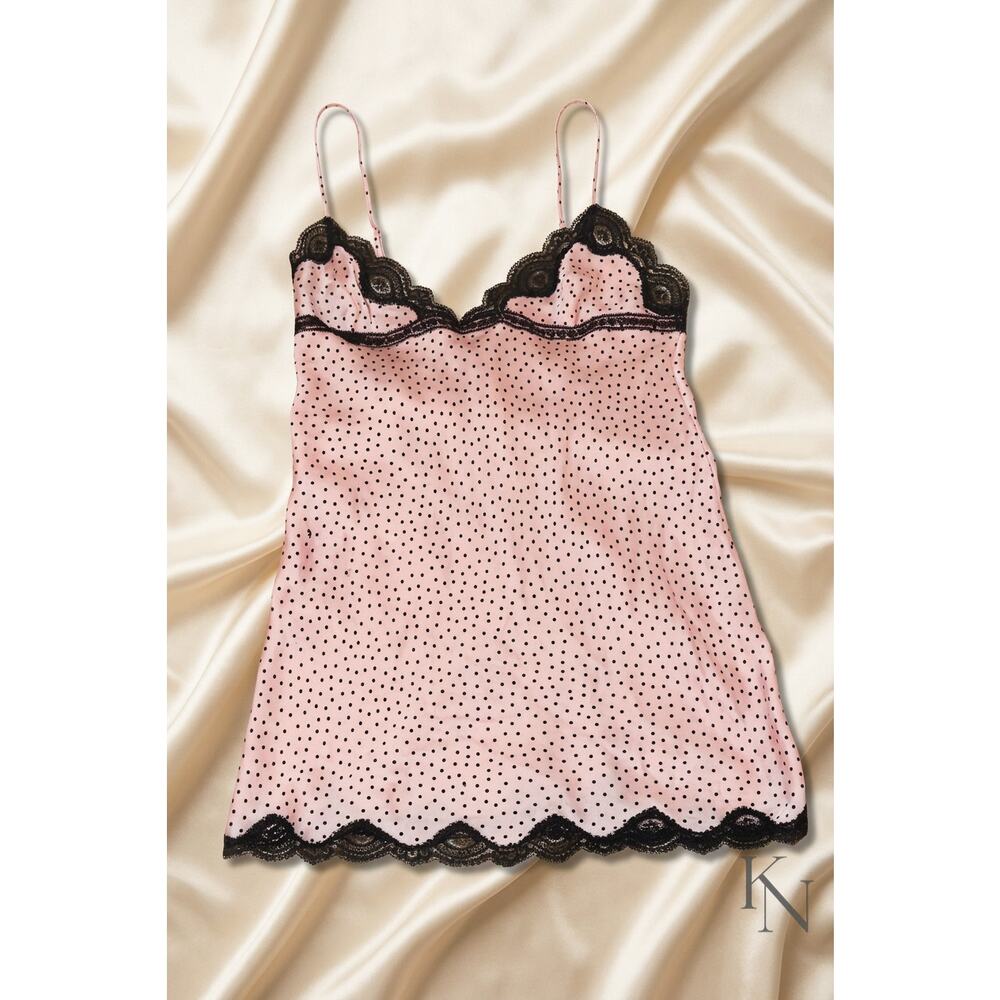 Victoria’s Secret Pink Polka Dot Lace Chemise Babydoll Nightie Size L